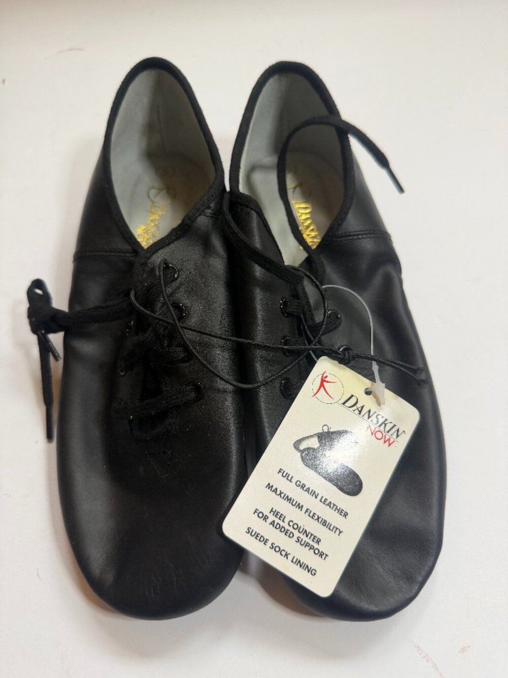 Danskin Now Black Leather Jazz Shoes Y 5